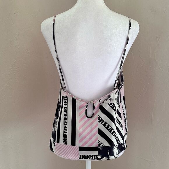 Victoria’s Secret Newspaper Floral Stripe Patchwork Print Satin Cami Tank S - Picture 4 of 12